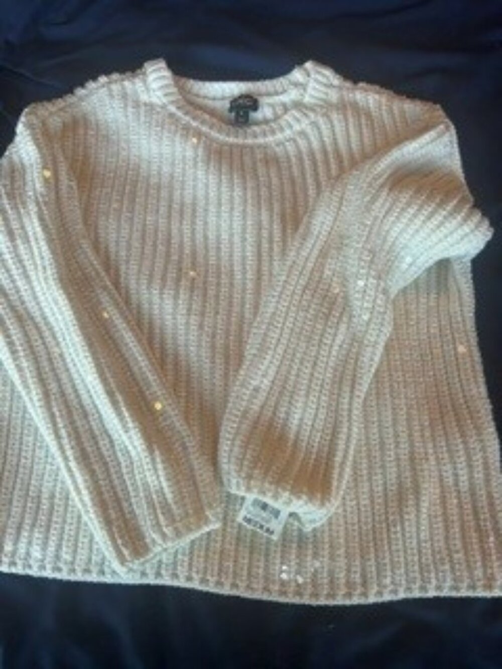 INC Cream Women's Bold Sequin Sweater NWT Size Small